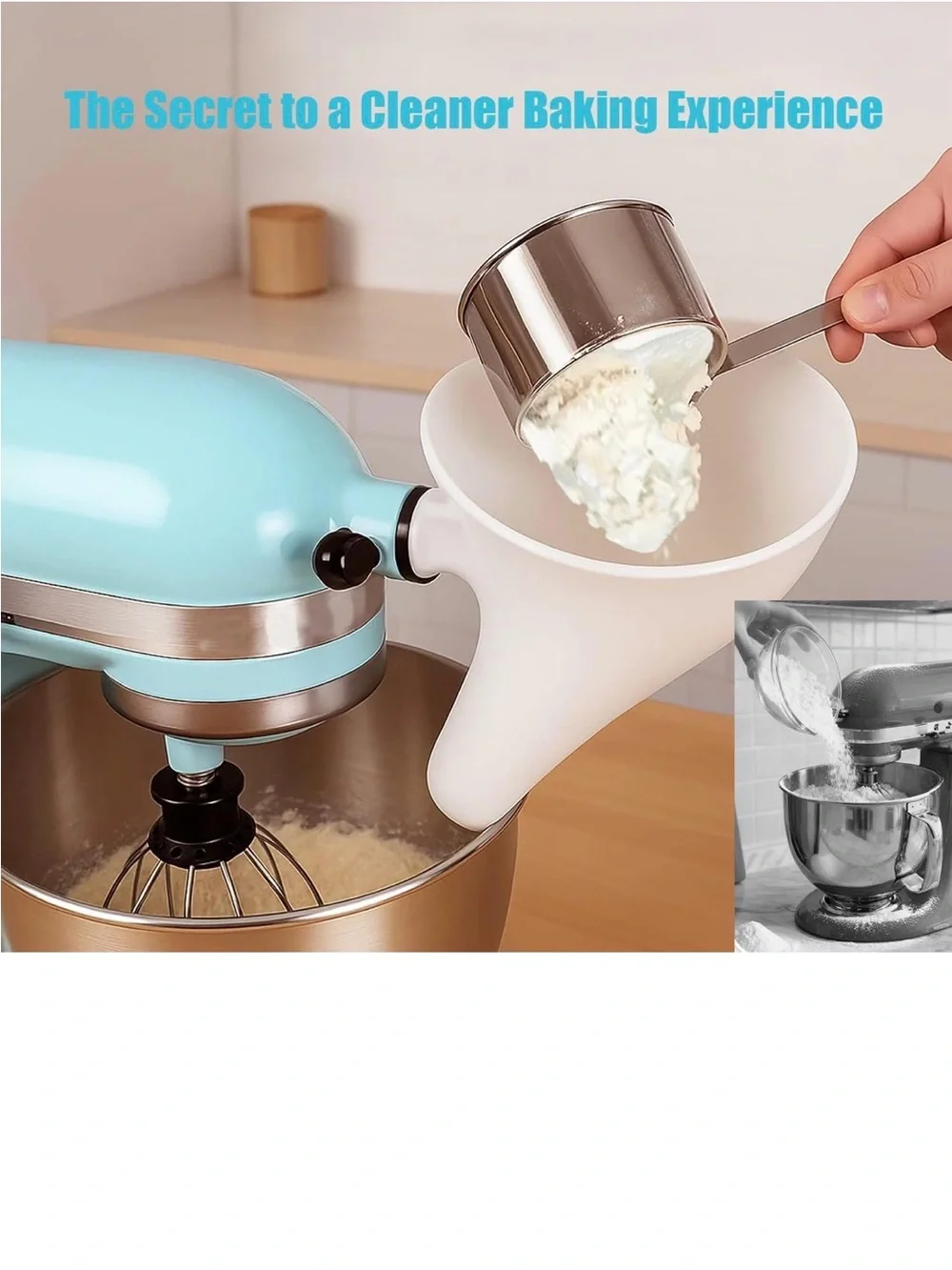 New Open Box Flour Funnel for KitchenAid Stand Mixers, Compatible Artisan KSM150